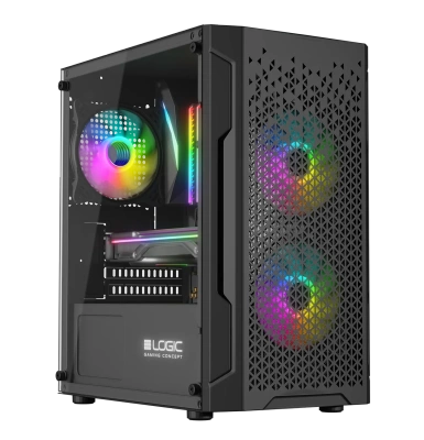 Nowy gamingowy Logic Aramis czarny ARGB MINI AMD Ryzen 5 5600 3,5 GHz / 16 GB / 2 TB SSD / Win 11 + Nvidia RTX 3050 [6 GB]